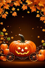 A pumpkin carriage with vines and thorns