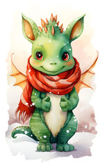 green dragon using watercolor technique