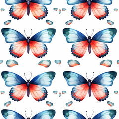 Symmetrical Butterfly Pattern with Hand-Painted Watercolor Brushstrokes - Seamless & Infinitely Repeatable Digital Design