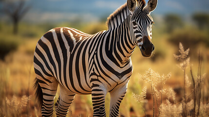 Obraz premium Zebra Species in the African Grasslands. Generative AI