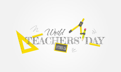 Happy World Teachers' Day with various educational elements