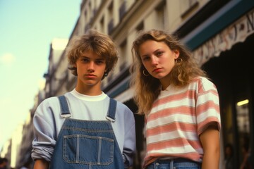 Nostalgic Paris stroll: Friends in the enchanting streets of the '90s.
