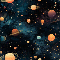 Naklejka premium celestial bodies dark backgrounds seamless, pattern, texture, background