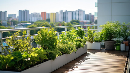 Fototapeta premium the lush green plants and foliage in the rooftop garden