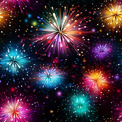 Fototapeta premium exploding fireworks multicolor sparks seamless, pattern, texture, background