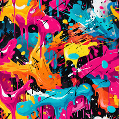 graffiti art vibrant spray paint hues seamless, pattern, texture, background