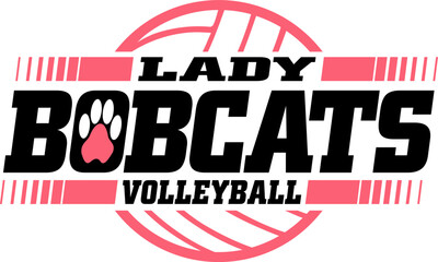 lady bobcats volleyball team design with ball for school, college or league sports
