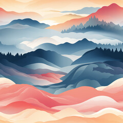 mountain landscapes dawn palette seamless, pattern, texture, background