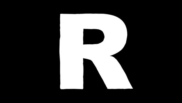 R letter big forming cartoon animation. Compatibile part of alphabet serie. Hand drawn bold educational style for children. Good for education movies, presentation, learning alphabet, etc...
