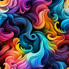 psychedelic swirls neon rainbow spirals seamless, pattern, texture, background