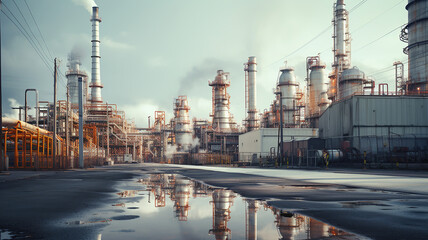 Fototapeta premium the industrial complexes where crude oil is refined into various petroleum products
