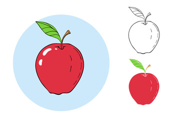 Red aple vector illustration, flat style