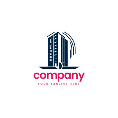elegant real estate building construction builders apartment house architecture skyline build business company minimalist logo