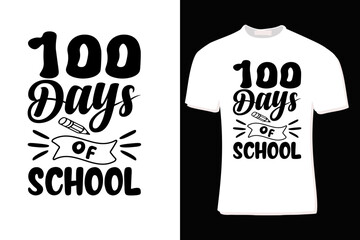100 days of school t-shirt design for print, poster, card, mugs, bags, invitation, party.