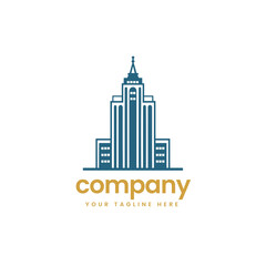 Fototapeta premium luxury blue real estate building construction builders apartment house architecture skyline build business company minimalist logo