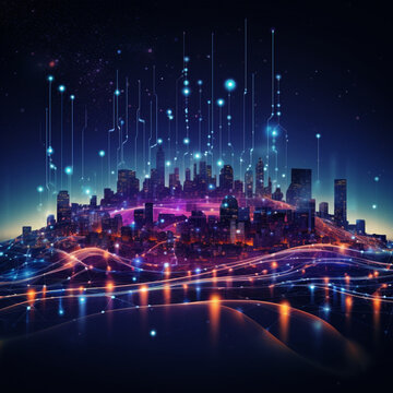 city ​​at night, full of lights © adelton