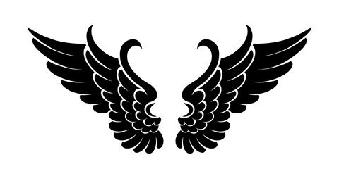 vector silhouette of angel wings tattoo design