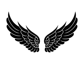 vector silhouette of angel wings tattoo design