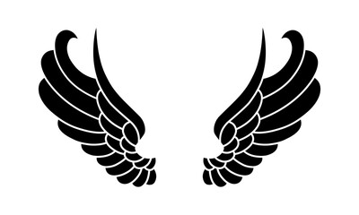 vector silhouette of angel wings tattoo design