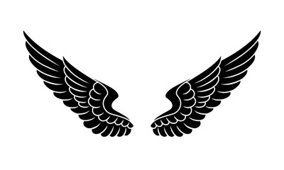 vector silhouette of angel wings tattoo design