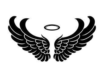 Fototapeta premium vector silhouette of angel wings tattoo design