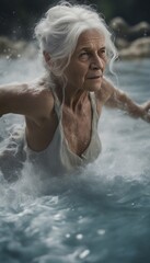 Grandma in the water