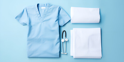 Blue scrubs shirt for medical professional 