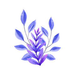 Vector set of various watercolor leaf on transparent background