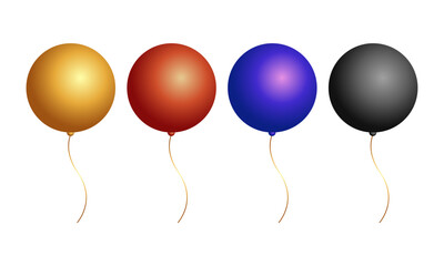 Vector realistic colorful 3d balloons set isolated on transparent background