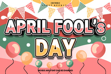 April Fool's Day Editable Text Effect 3D Emboss Cartoon Style