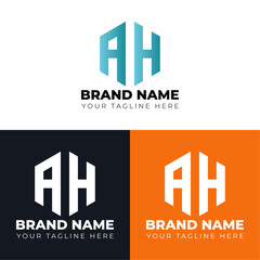 Two letters A H logo design ,Double letters polygon letter mark logo, Minimalist creative vector logo design template