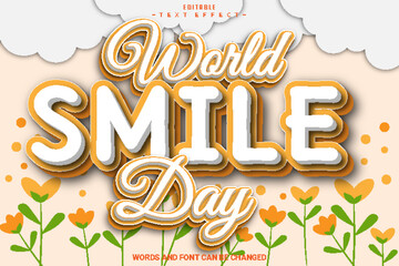 Fototapeta premium World mile Day Editable Text Effect 3D Emboss Modern Gradient Style
