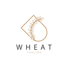 Rice Logo, Farm Wheat Logo Design, Vector Wheat Rice Icon Template Illustration