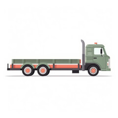  Flatbed truck, 2D, simple, flat vector, cute cartoon, illustration, transportation, logistics, child-friendly, educational materials, whimsical graphics, charming design, lovable, playful.