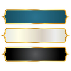 Set of decorative luxury golden arabic islamic banner title frame transparent background gold text box clipart