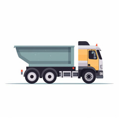 Tipper truck, 2D, simple, flat vector, cute cartoon, illustration, heavy machinery, child-friendly, educational materials, whimsical graphics, charming design, lovabl