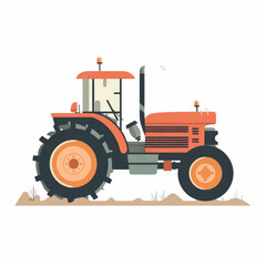 Obraz premium Tractor, 2D, simple, flat vector, cute cartoon, illustration, heavy machinery, child-friendly, educational materials, playful graphics, whimsical design, charming