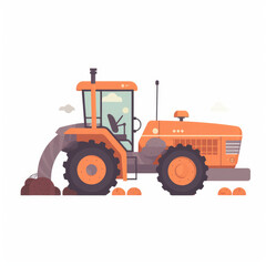 Obraz na płótnie Canvas Tractor, 2D, simple, flat vector, cute cartoon, illustration, heavy machinery, child-friendly, educational materials, playful graphics, whimsical design, charming
