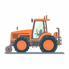 Tractor, 2D, simple, flat vector, cute cartoon, illustration, heavy machinery, child-friendly, educational materials, playful graphics, whimsical design, charming