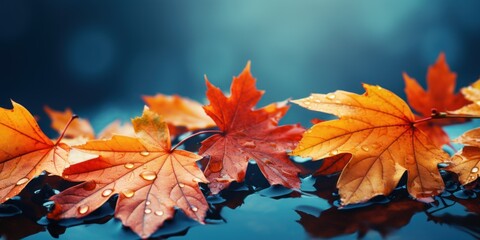 Naklejka na ściany i meble beautiful autumn background with orange-red autumn leaves