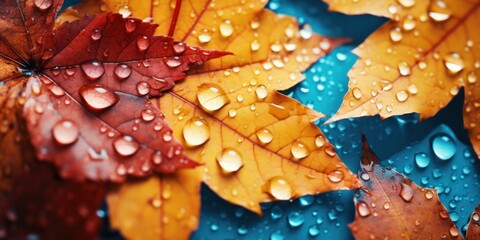 beautiful autumn background with orange-red autumn leaves