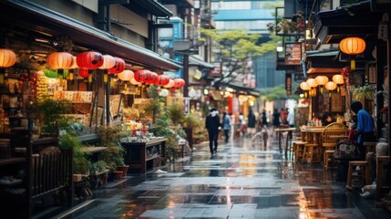 Fototapeta na wymiar Bustling Shopping District In Kyoto,