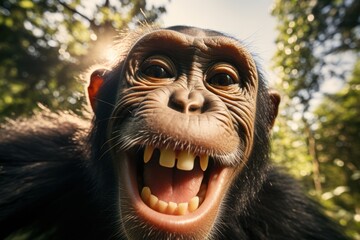 Chimpanzee making selfie looking