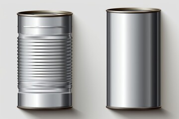 vector art of tin can with open key front, top and bottom view set.