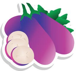 Free vector gradient eggplant sticker on white background