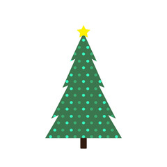 Cute Polka Dot Green Christmas Holiday Tree Transparent PNG Vector Clipart Illustration