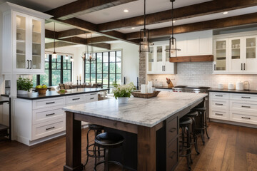 A Cozy Modern Farmhouse Kitchen with Rustic Charm and Contemporary Elegance