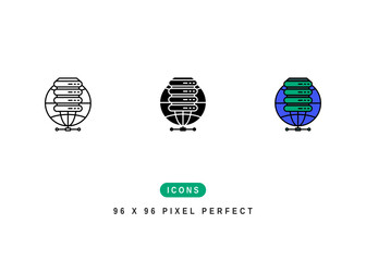 Hosting Icon. Web Host Data Network Symbol Stock Illustration. Vector Line Icons For UI Web Design And Presentation