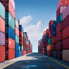 Fototapeta premium lot of shipping Container, Generative Ai