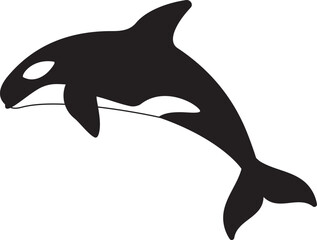 Orca, Orcinus orca, Whale Killer in cartoon style icon.